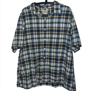L.L. Bean classic plaid button up shirt lightweight camp shirt xl